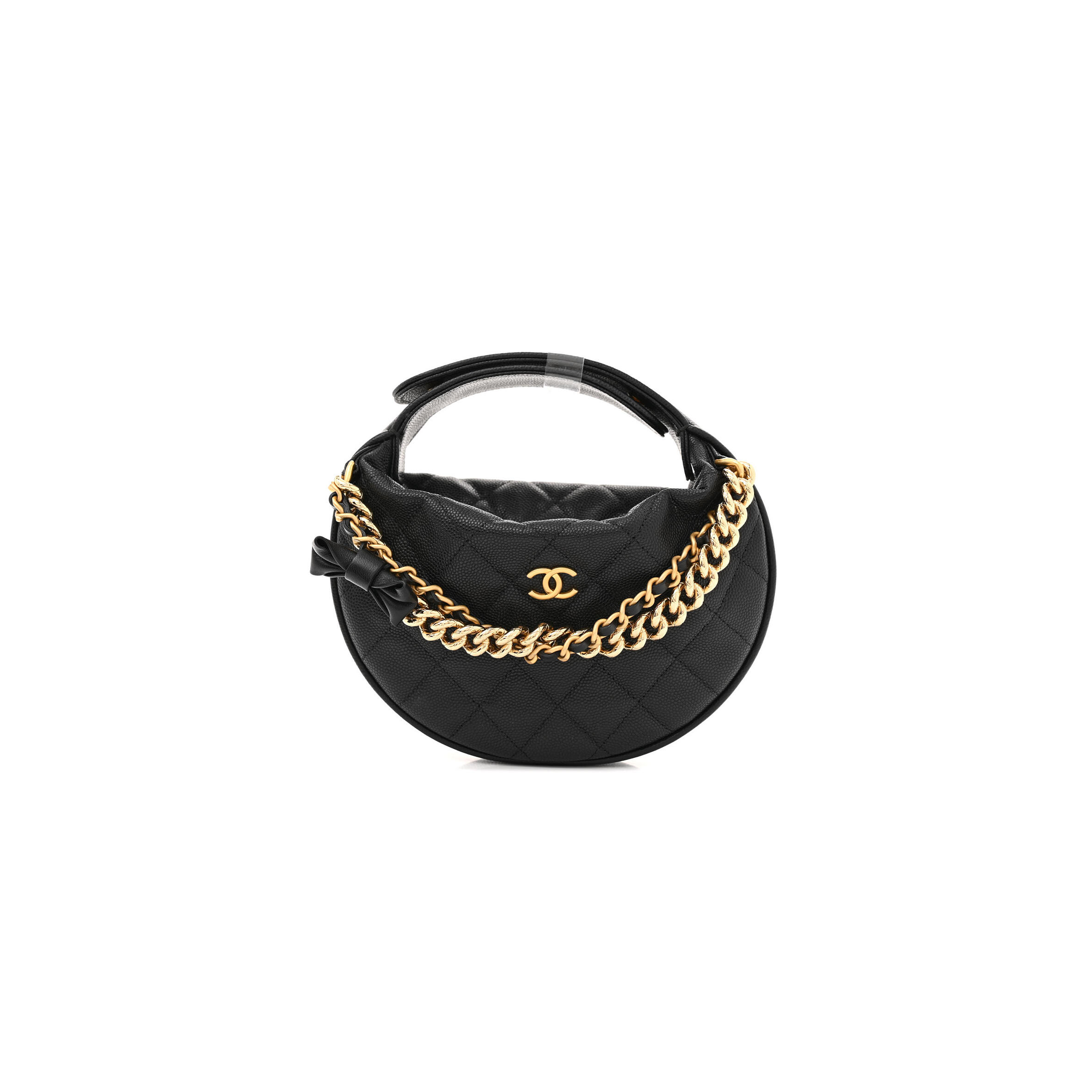 Ch**el master mini shiny caviar quilted bow pouch hobo black ap3943 (18*11*4cm)